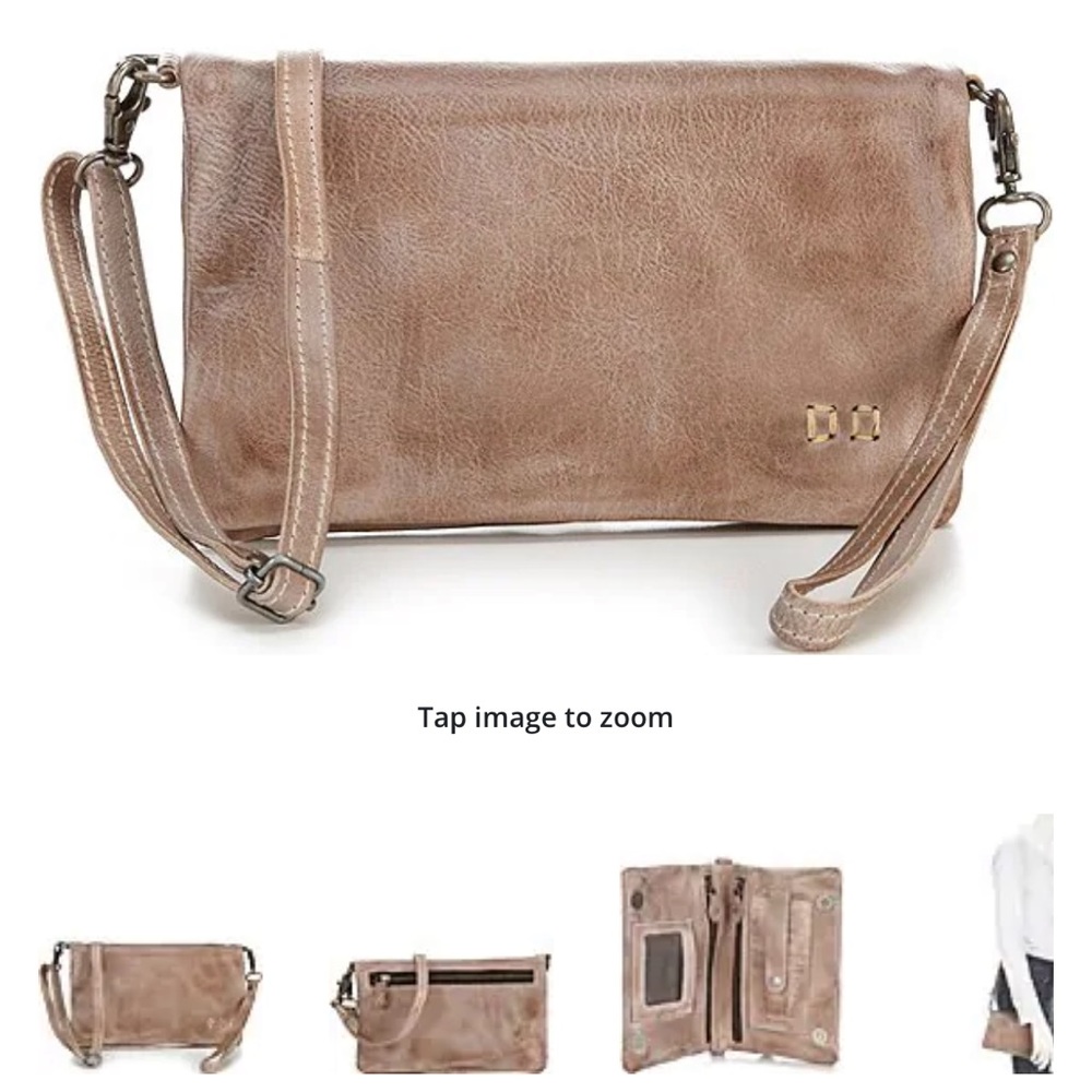Bed Stu Wristlet Crossbody Bag (Color: Light Grey Rustic)
